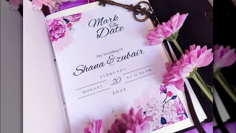 Bright floral wedding save the dates