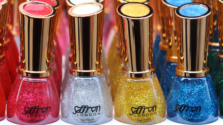 Sparkly colorful nail polish