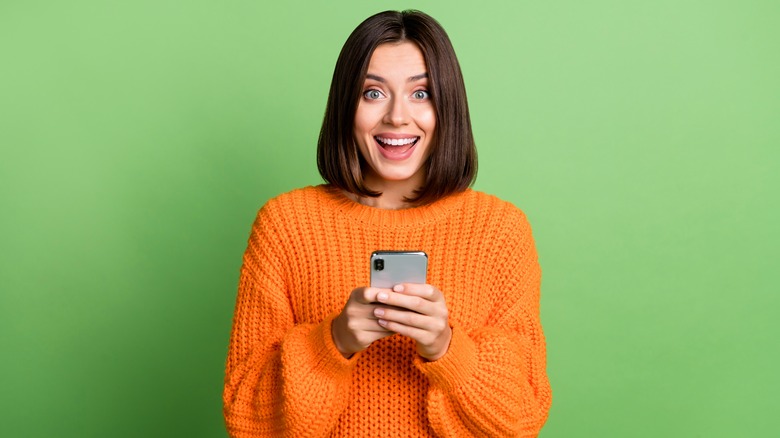 woman on green background