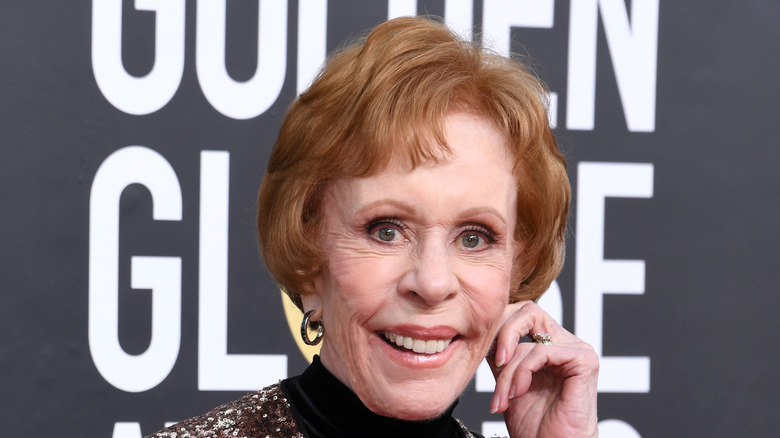 Carol Burnett at Golden Globe Awards tugging her ear