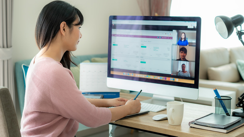 Woman in a conference call