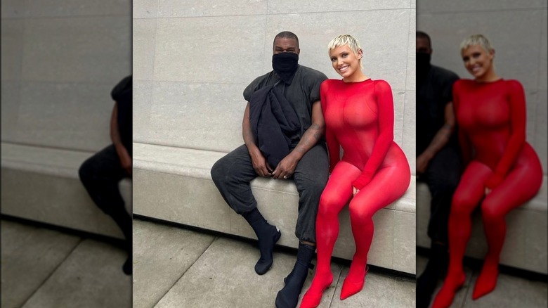 kanye west and bianca censori pose together