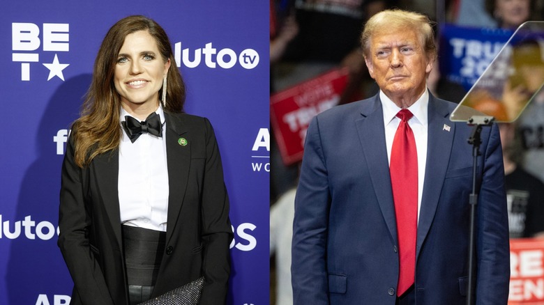 Nancy Mace (L) and Donald Trump (R)