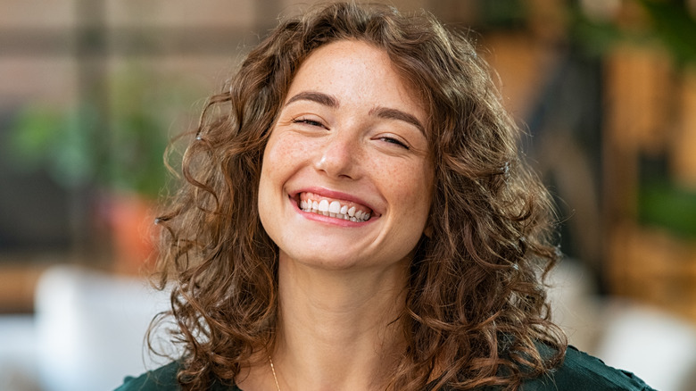 Woman with curly hair