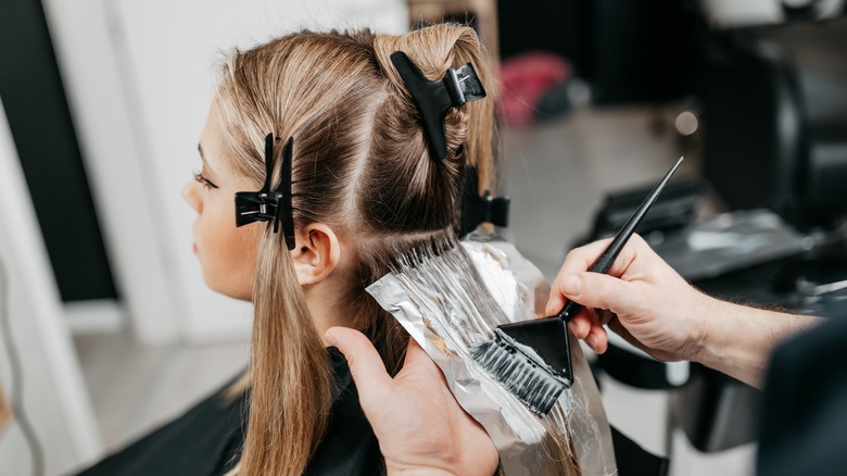 Woman with highlighted hair