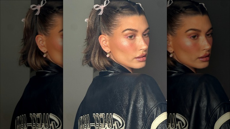 hailey bieber pigtails