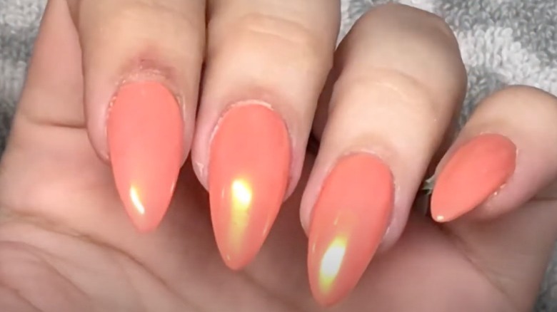 chrome coral manicure