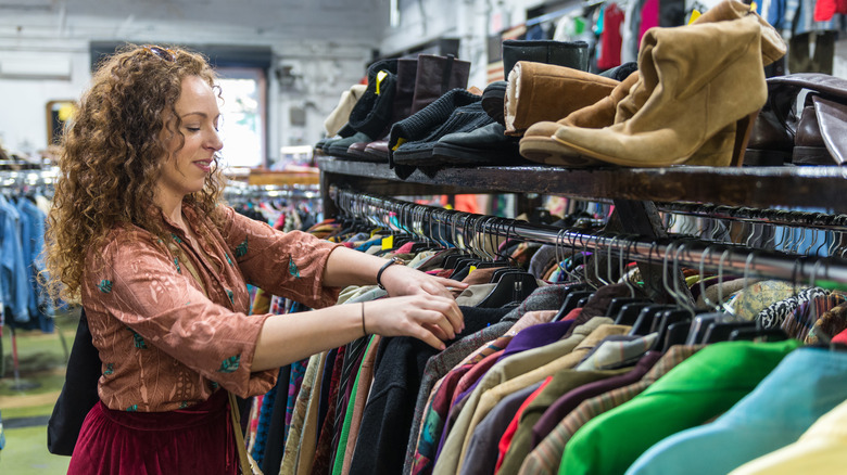 Woman at a thrift store