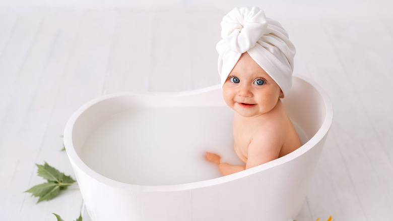 Baby girl in bathtub