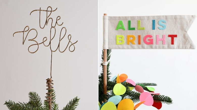 Pennant tree toppers with words