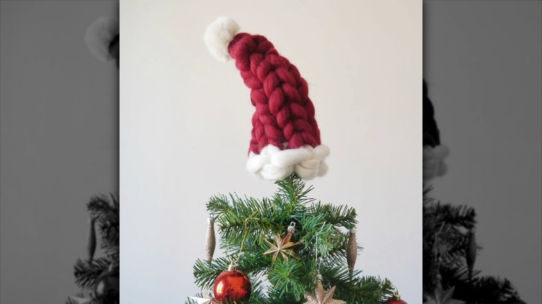 Christmas tree topper Santa hat