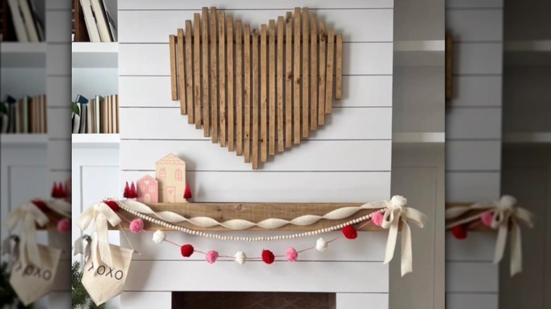 Valentine mantel large wood heart