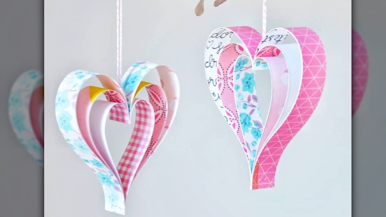 hanging paper hearts