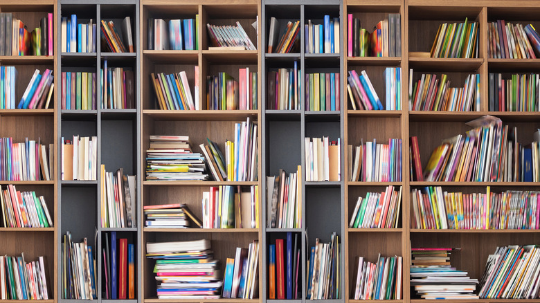 Book shelf wall with books