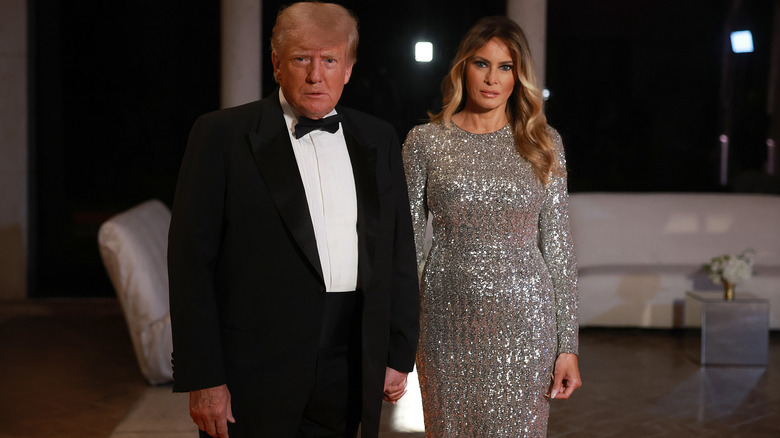 Donald Melania Trump silver dress