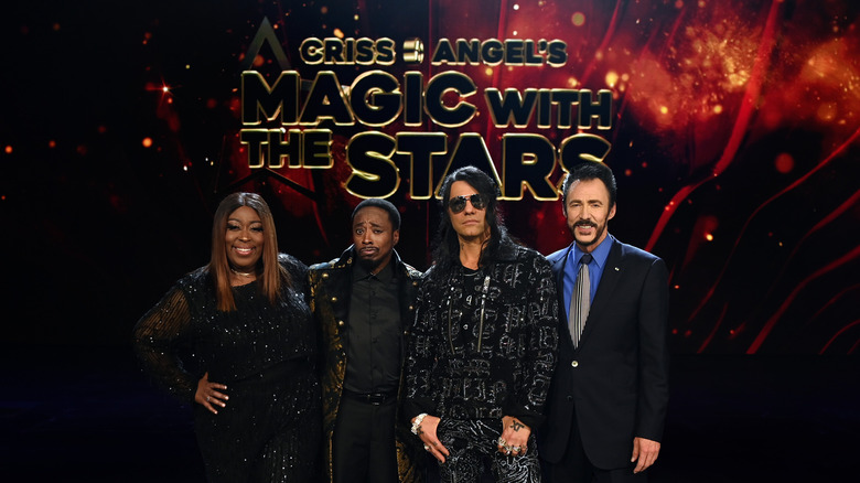 Criss Angel's Magic With the Stars hosts and judges standing