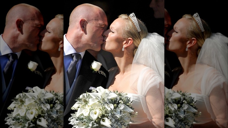 Zara and Mike Tindall wedding kiss