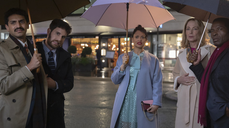 Karan Soni, Ben Platt, Cynthia Addai-Robinson, Allison Janney, and Issach de Bankolé in The People We Hate at the Wedding