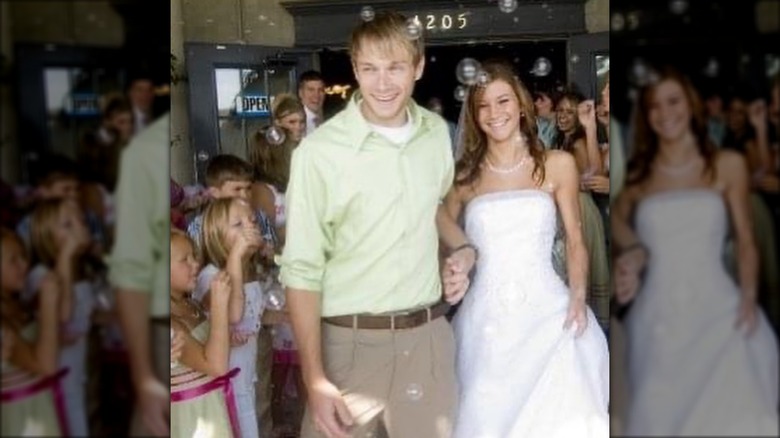 Adam and Danielle Busby on wedding day 