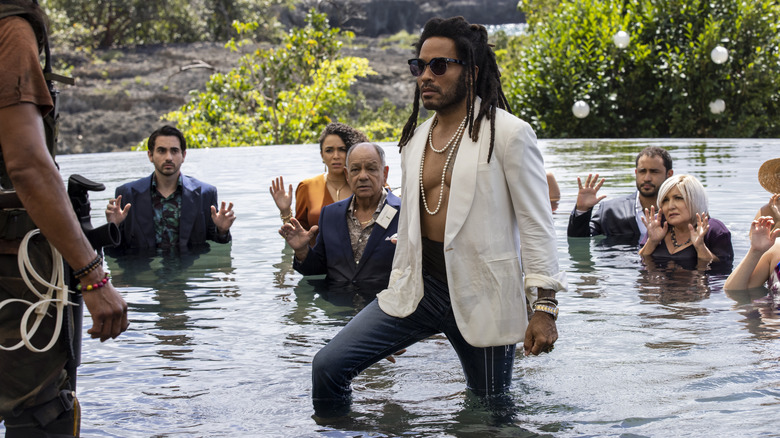 Lenny Kravitz in a pool in Shotgun Wedding