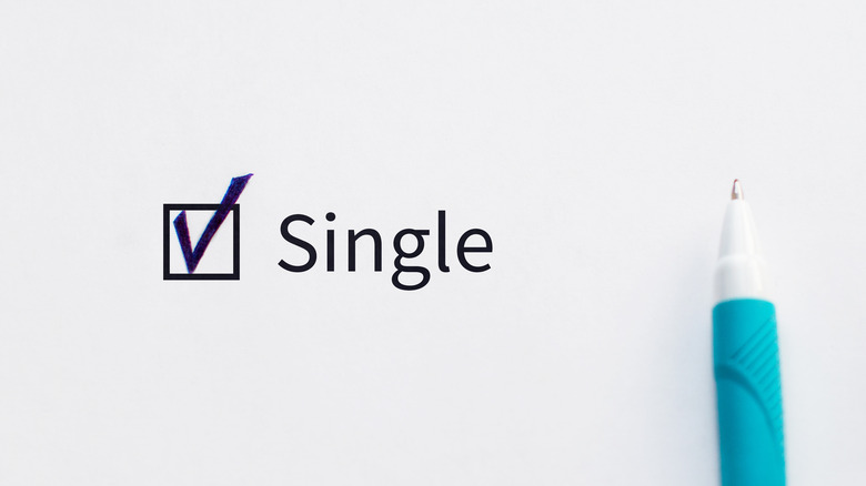 A checkmark pictured next to the word "single"