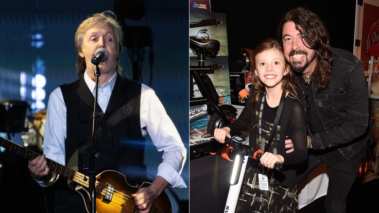 Split image of Paul McCartney and Dave Grohl with Harper Grohl