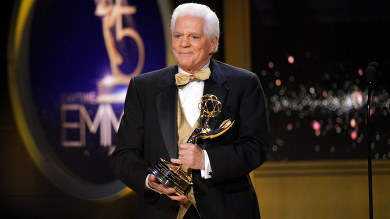 Bill Hayes holding Lifetime Achievement Emmy Award