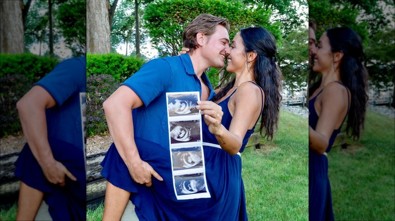 Carson Boatman and Julana Dizon holding sonogram photos