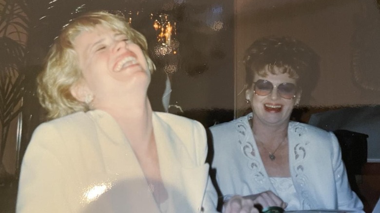 Mary Beth Evans and her mother laughing