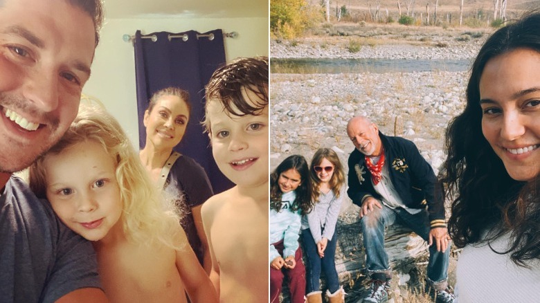 Nadia Bjorlin and Bruce Willis with their families