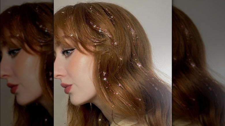 Woman with hair glitter