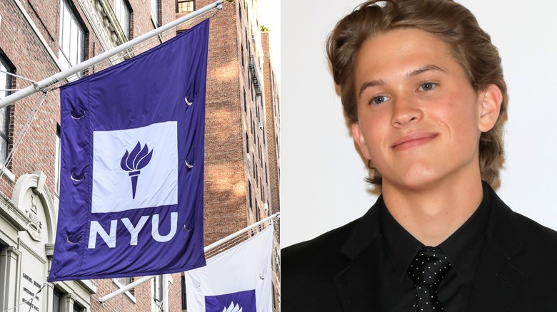 Left, NYU sign; Right, Deacon Phillippe