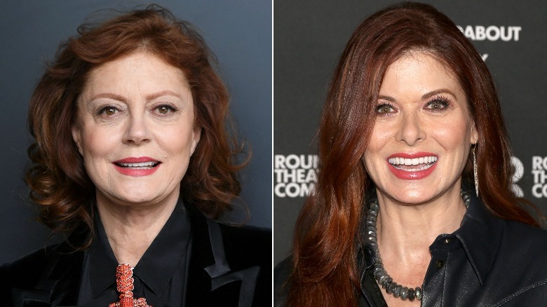 Susan Sarandon and Debra Messing posing at events