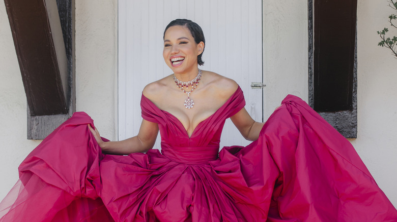 Jurnee Smollett showing off her dress