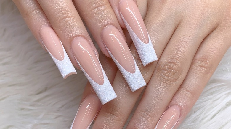 Long French tip nails