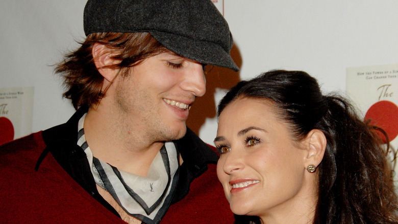 Ashton Kutcher and Demi Moore smiling together