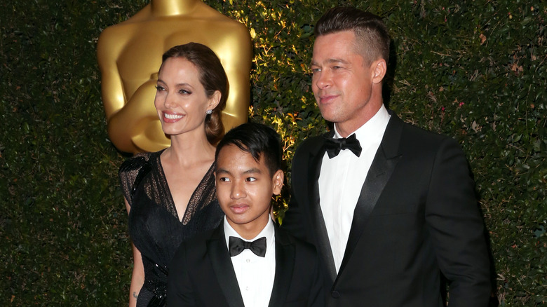 Angelina Jolie, Brad Pitt, and Maddox at Oscars