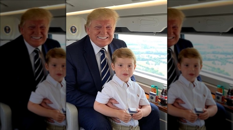 President Donald Trump holds grandson Theodore Kushner