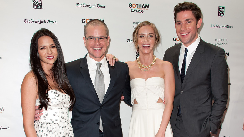 Luciano Barosso, Matt Damon, Emily Blunt and John Krasinski