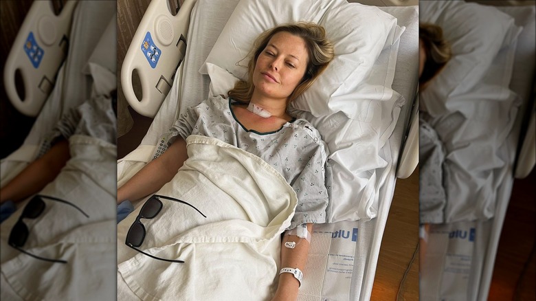 Cristy Lee in a hospital bed