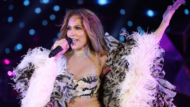 Jennifer Lopez performs on stage at a Unicef event in Italy