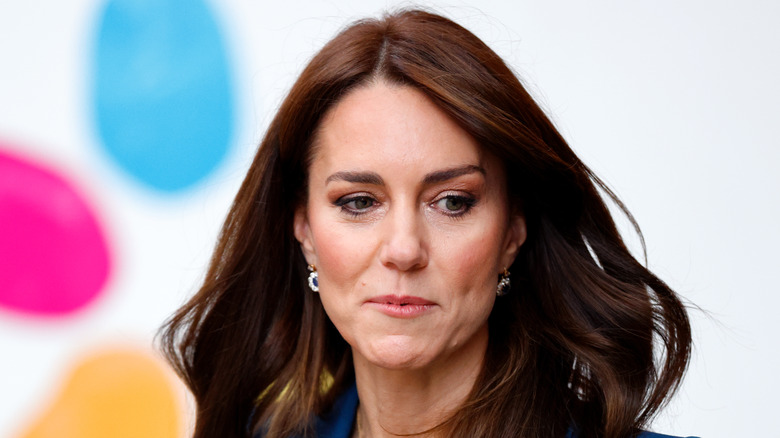 Kate Middleton glancing downwards