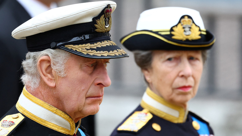 Princess Anne looking at King Charles