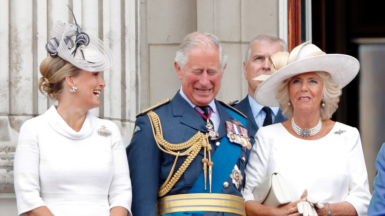 Sophie of Wessex, King Charles, and Camilla laughing