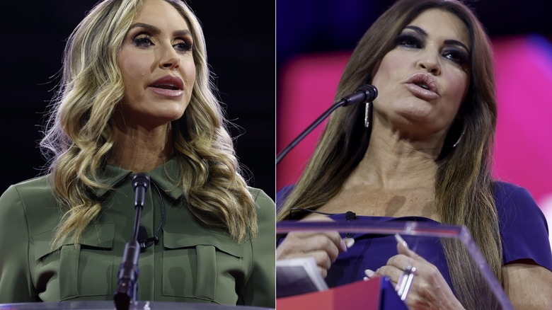 Left: Lara Trump speaking, Right: Kimberly Guilfoyle speaking