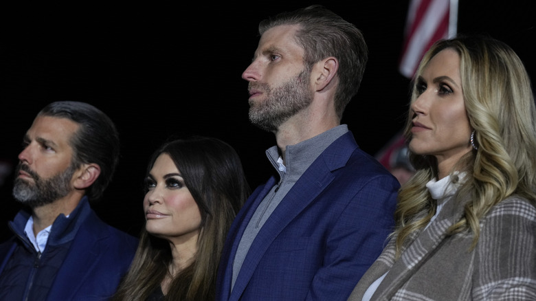 Donald Trump Jr., Kimberly Guilfoyle, Eric Trump, and Lara Trump stand side by side