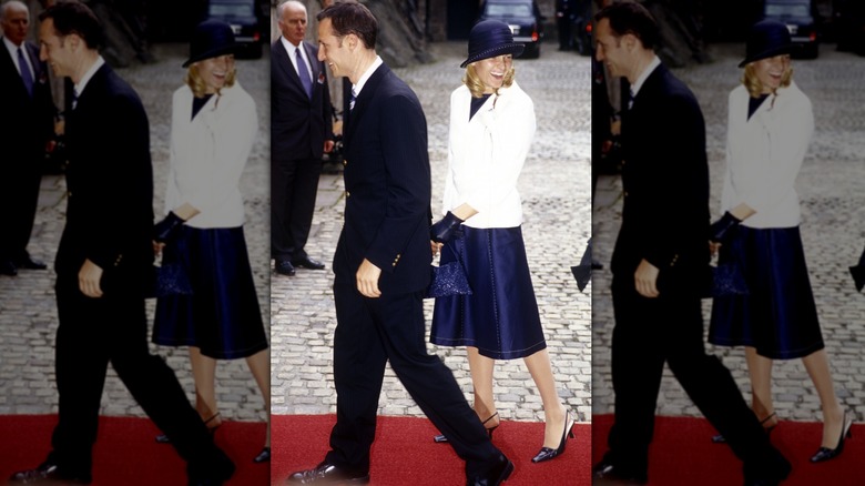 Prince Haakon and Princess Mette-Marit walking