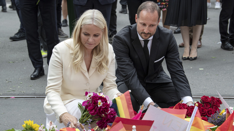 Princess Mette-Marit and Prince Haakon at memorial