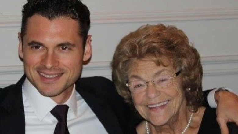 Adan Canto smiling with Italia Ricci's grandmother