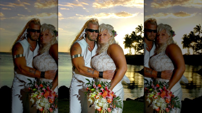 Dog the Bounty Hunter and Beth Chapman posing on their wedding day in 2006